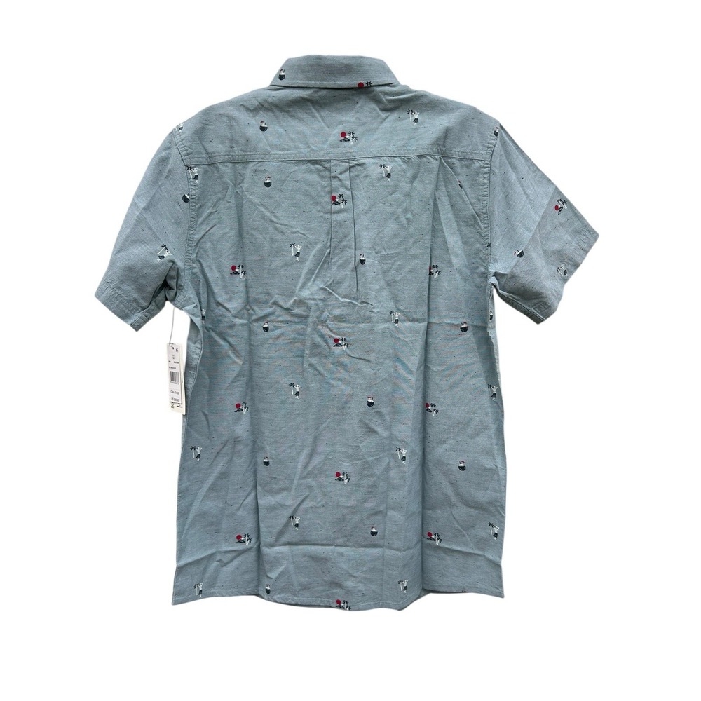 NWT Rip Curl Skelly Beach Hawaiian Button Shirt Men's Medium Blue Lagoon 59.95 - Picture 3 of 8